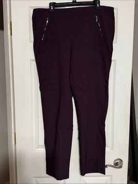 Slim Fit Women's Ponte Pants in Deep Plum
